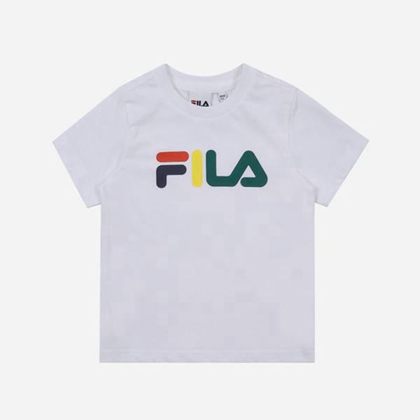 Fila Tričká Detske Biele - Colorful Crew Neck S/S Vypredaj - Slovakia 39148-SAWY